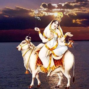 picture of photo of hindu goddss mahagauri mata eighth form of durga devi